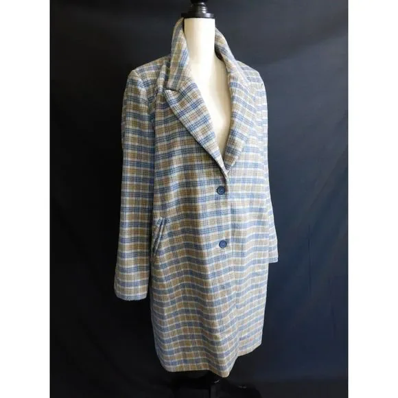 Cotton On 2 Button Plaid Long Coat NWT Size 12 - Picture 3 of 14